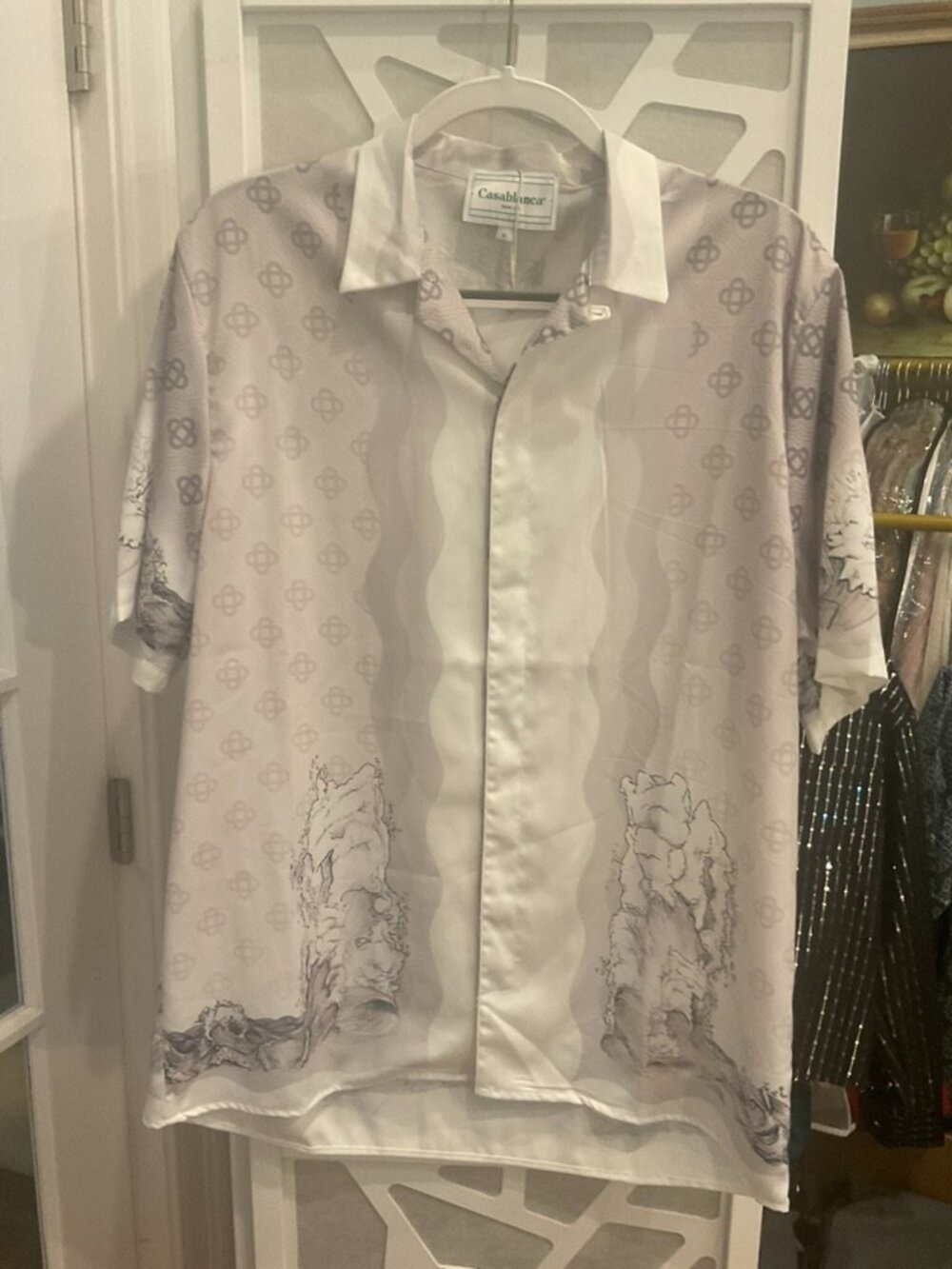 NWT Casablanca Tennis Club Silk Short-Sleeve Shirt (XL)